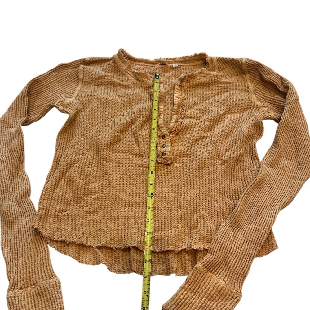 Free People Rusty Orange Waffle Knit Long Sleeve Shirt - Picture 5 of 7